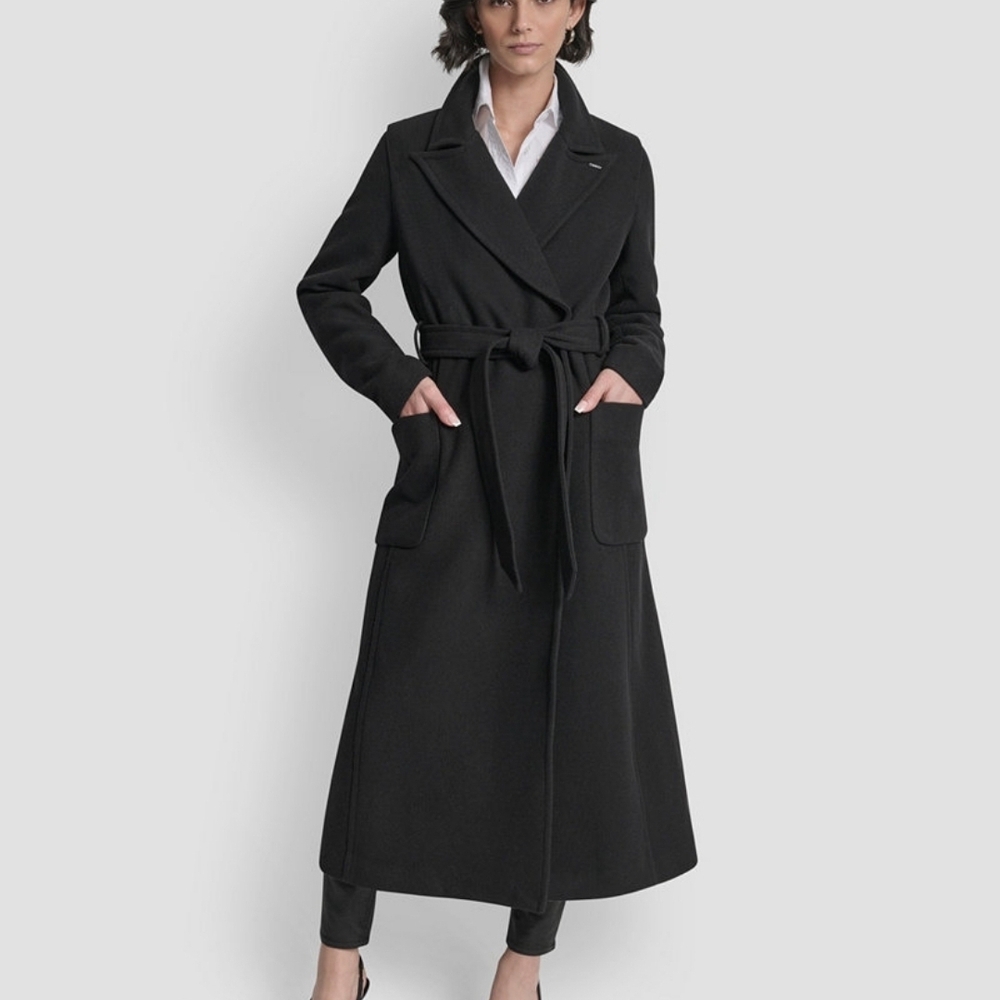 Elegant Dkny Black Long Coat